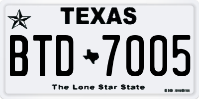 TX license plate BTD7005