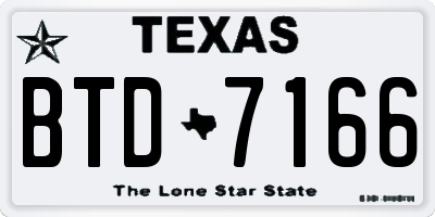 TX license plate BTD7166