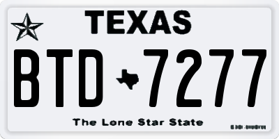 TX license plate BTD7277