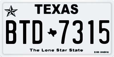 TX license plate BTD7315