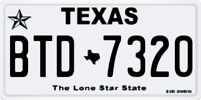 TX license plate BTD7320
