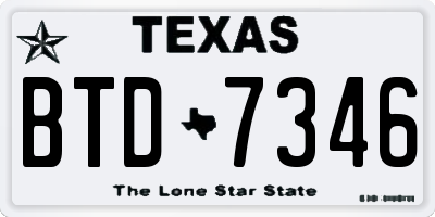 TX license plate BTD7346