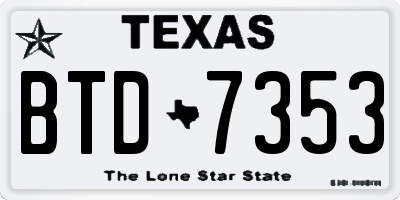 TX license plate BTD7353