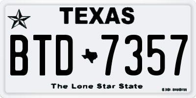 TX license plate BTD7357