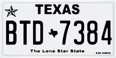 TX license plate BTD7384