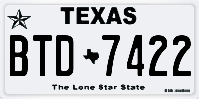 TX license plate BTD7422