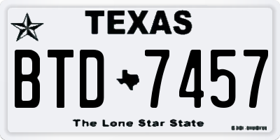 TX license plate BTD7457