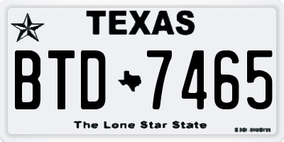TX license plate BTD7465