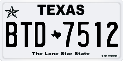 TX license plate BTD7512