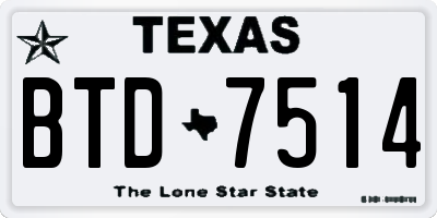 TX license plate BTD7514