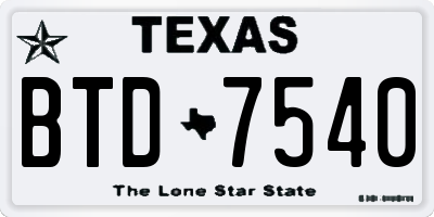 TX license plate BTD7540