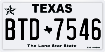 TX license plate BTD7546