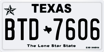TX license plate BTD7606