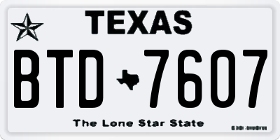 TX license plate BTD7607
