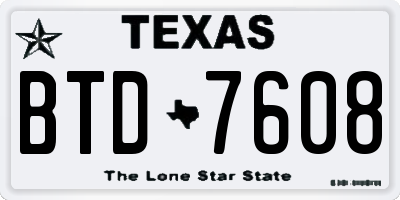TX license plate BTD7608