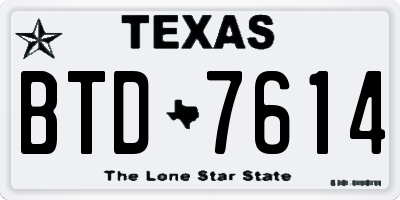 TX license plate BTD7614