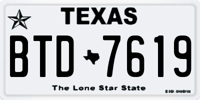 TX license plate BTD7619