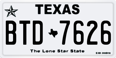TX license plate BTD7626