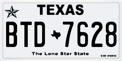 TX license plate BTD7628