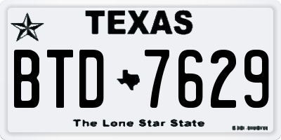 TX license plate BTD7629