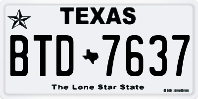 TX license plate BTD7637