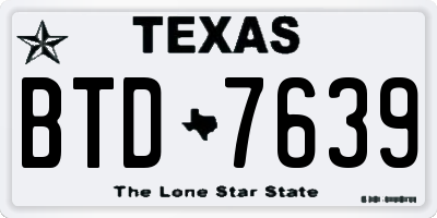 TX license plate BTD7639