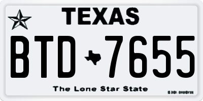 TX license plate BTD7655