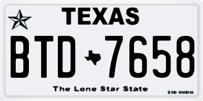 TX license plate BTD7658