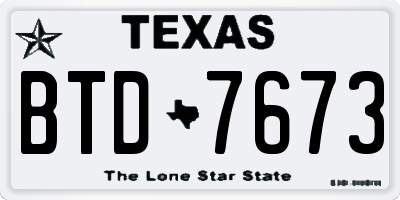 TX license plate BTD7673