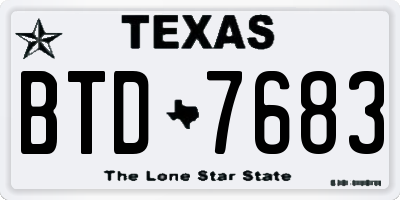 TX license plate BTD7683