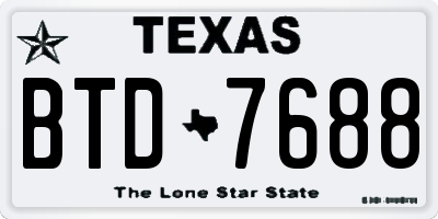 TX license plate BTD7688