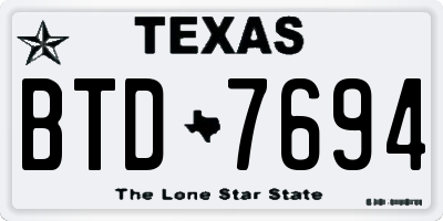 TX license plate BTD7694