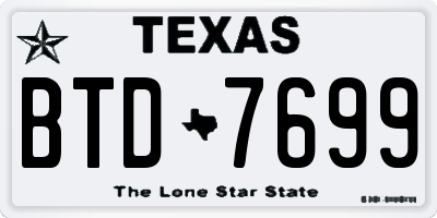 TX license plate BTD7699