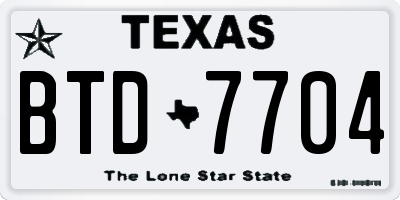 TX license plate BTD7704
