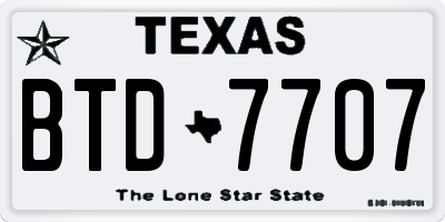 TX license plate BTD7707