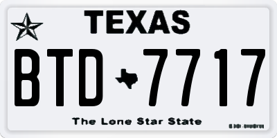 TX license plate BTD7717