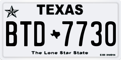 TX license plate BTD7730