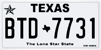 TX license plate BTD7731