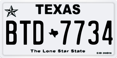TX license plate BTD7734