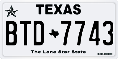 TX license plate BTD7743