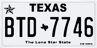 TX license plate BTD7746