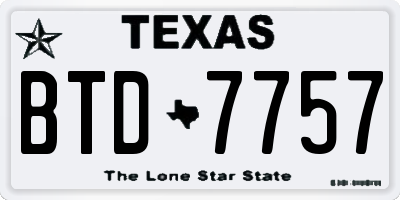TX license plate BTD7757