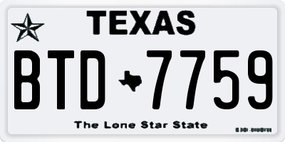 TX license plate BTD7759