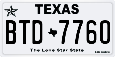 TX license plate BTD7760