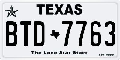 TX license plate BTD7763