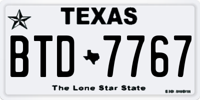 TX license plate BTD7767