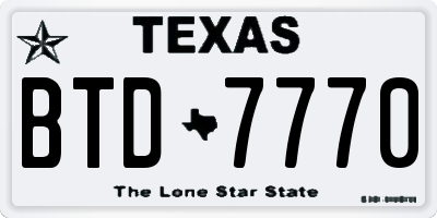 TX license plate BTD7770