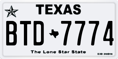 TX license plate BTD7774