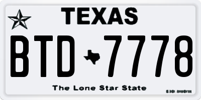TX license plate BTD7778