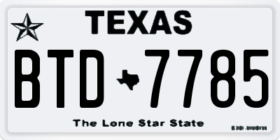 TX license plate BTD7785